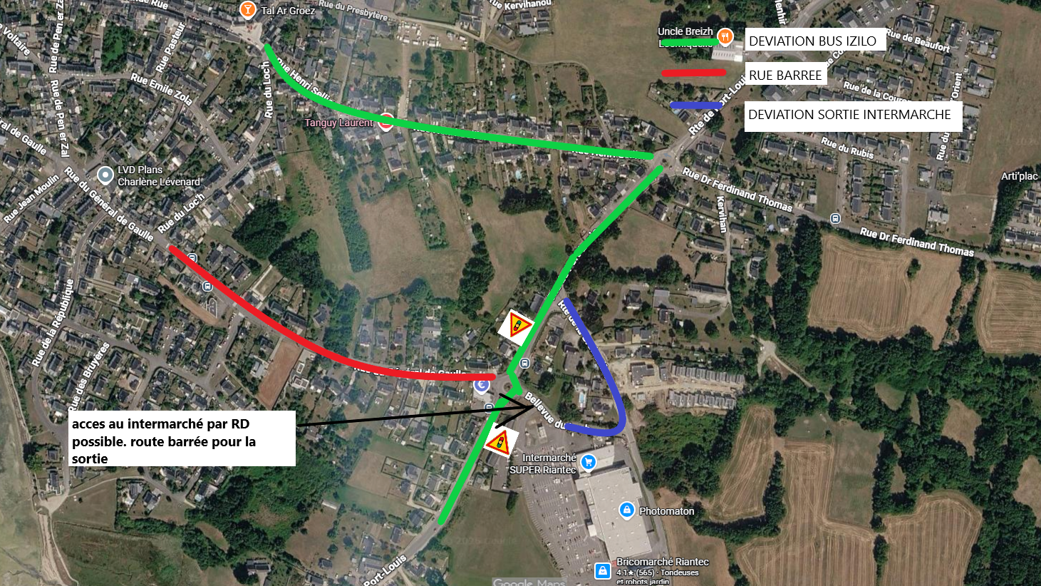 Plan de circulation à Locmiquelic durant les travaux