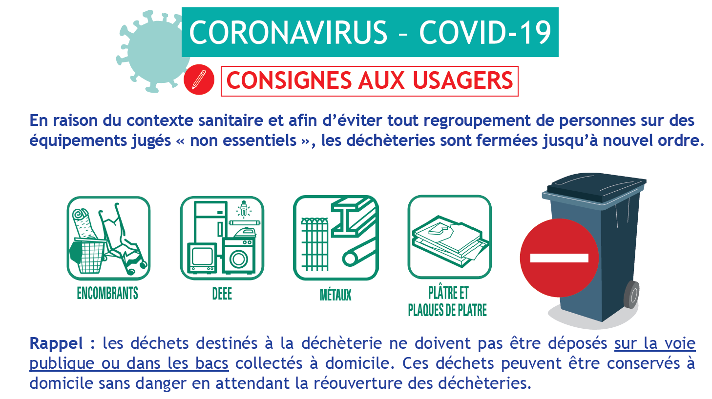 Infographie consignes déchets décheteries bandeau