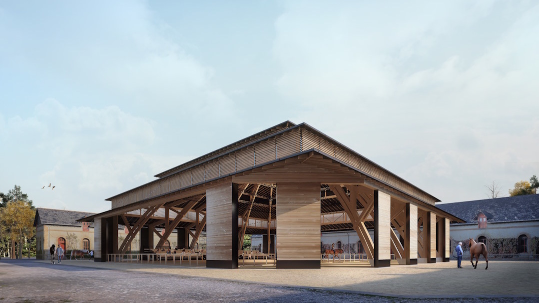 Vue 3D de la future halle équestre du Haras d'Hennebont