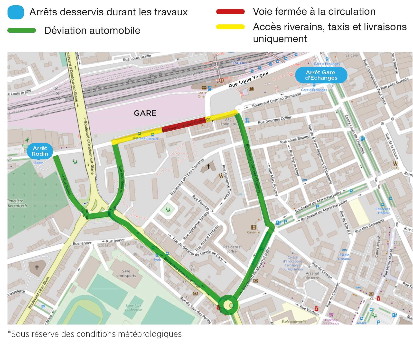 Carte déviation Cosmao-Dumanoir