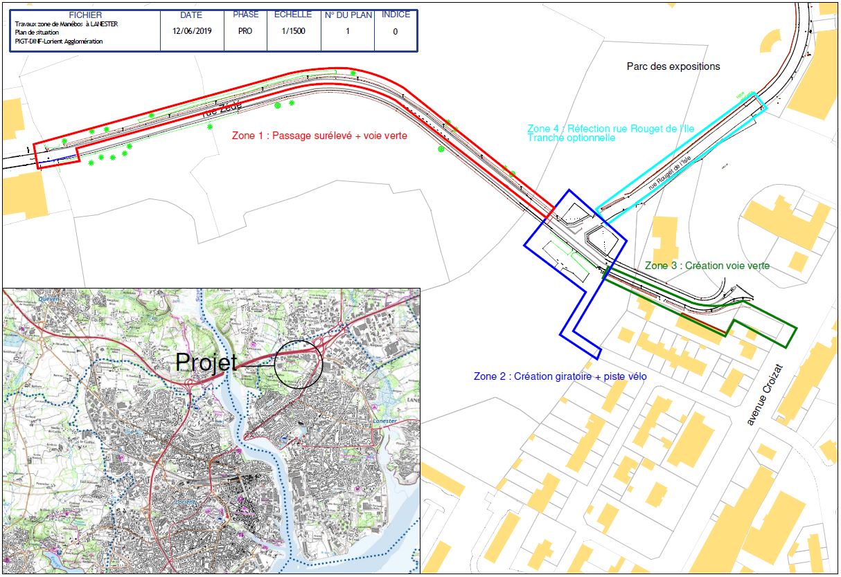 Plan travaux - Aménagement d’une nouvelle voie verte à Lanester