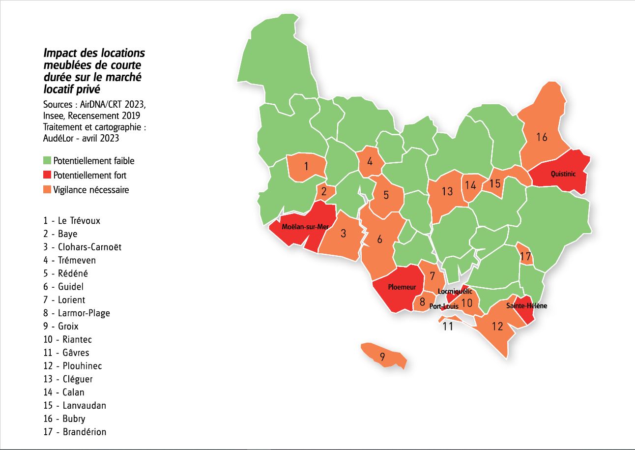 Carte impact locations courte durée sur le marché locatif privé sur Lorient Agglomération PDF