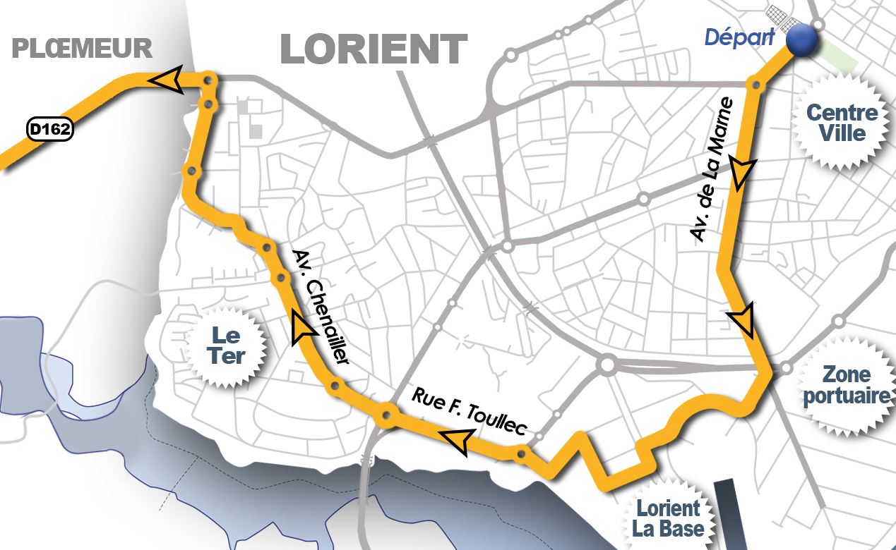 Plan itinéraire Ville Lorient Tour de France 2018