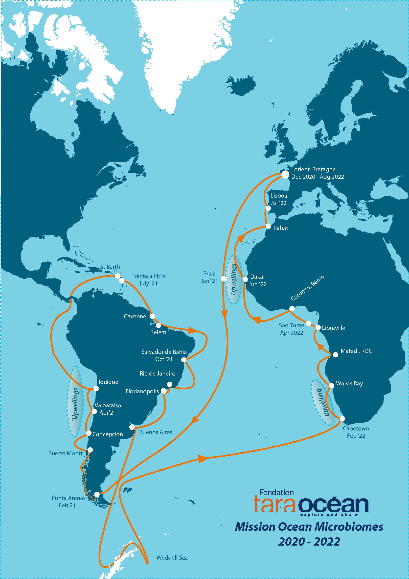 Carte Mission Microbiomes Océan 2020-2022