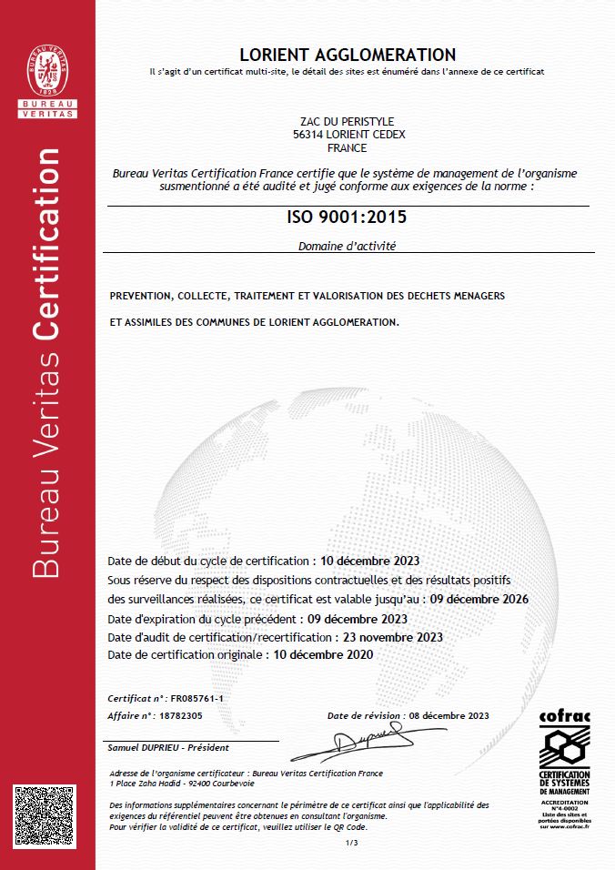 Certification Norme ISO 9001 2023