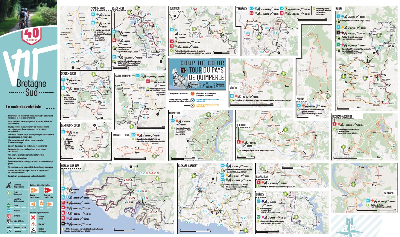 Plan VTT 40 parcours en Bretagne Sud