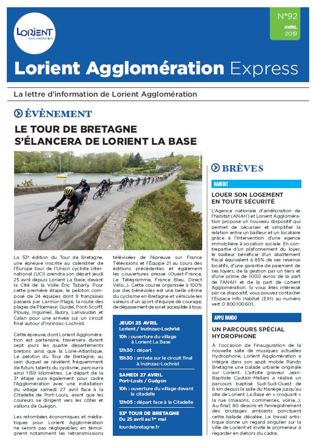 Lorient Agglomération Express N°92 - avril 2019