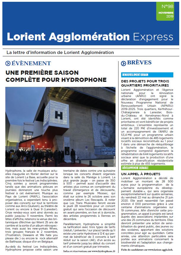 Lorient Agglomération Express N°98 - nov. 2019