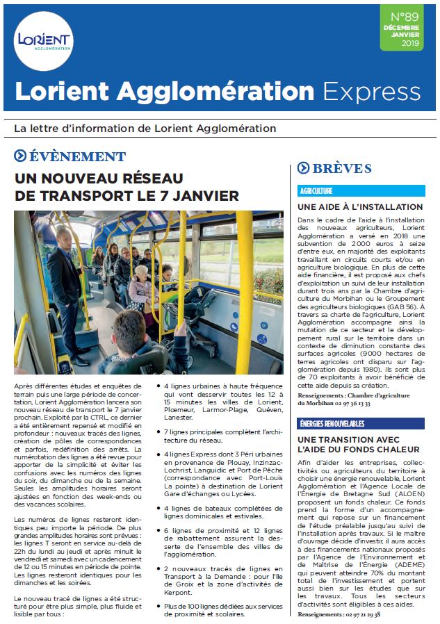 Lorient Agglomération Express N°89 - décembre-janvier 2019