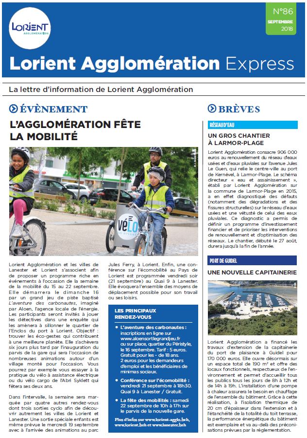 Lorient Agglomération Express N°86 - septembre 2018