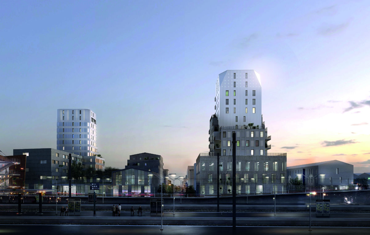 La vue sur le futur quartier de Lorient Odyssée depuis le quai nord de la gare.